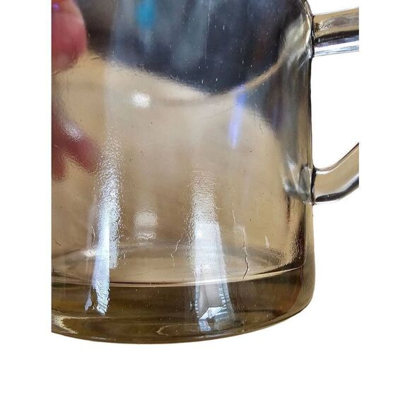 Antique 2 Cup Glass Measuring Cup Pitcher w Pour Spout Handle Unsigned Purple Ti - Picture 8 of 9